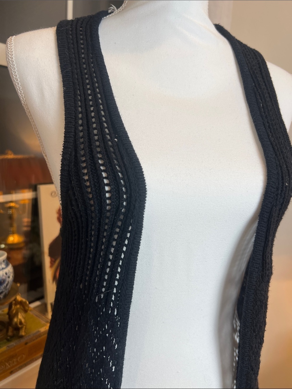 Express Black Open-Knit Sleeveless Vest duster size XS/S. - Picture 2 of 6